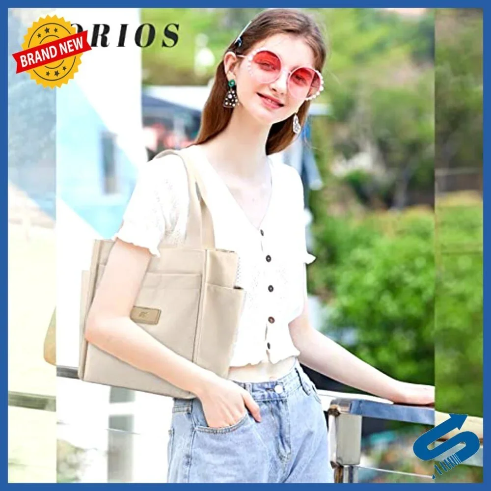 Canvas Tote Bag Casual Shoulder Handbag Vintage Minimal Chic Large Capacity